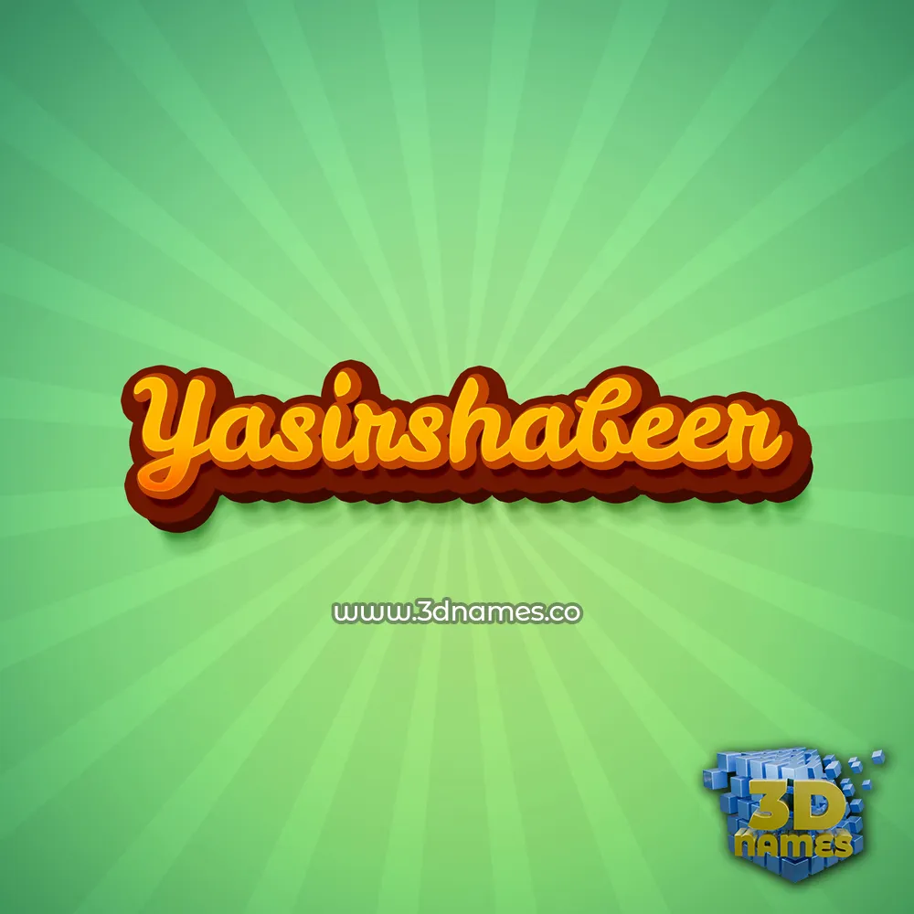yasirshabeer in Green Rays style - 3D name wallpaper