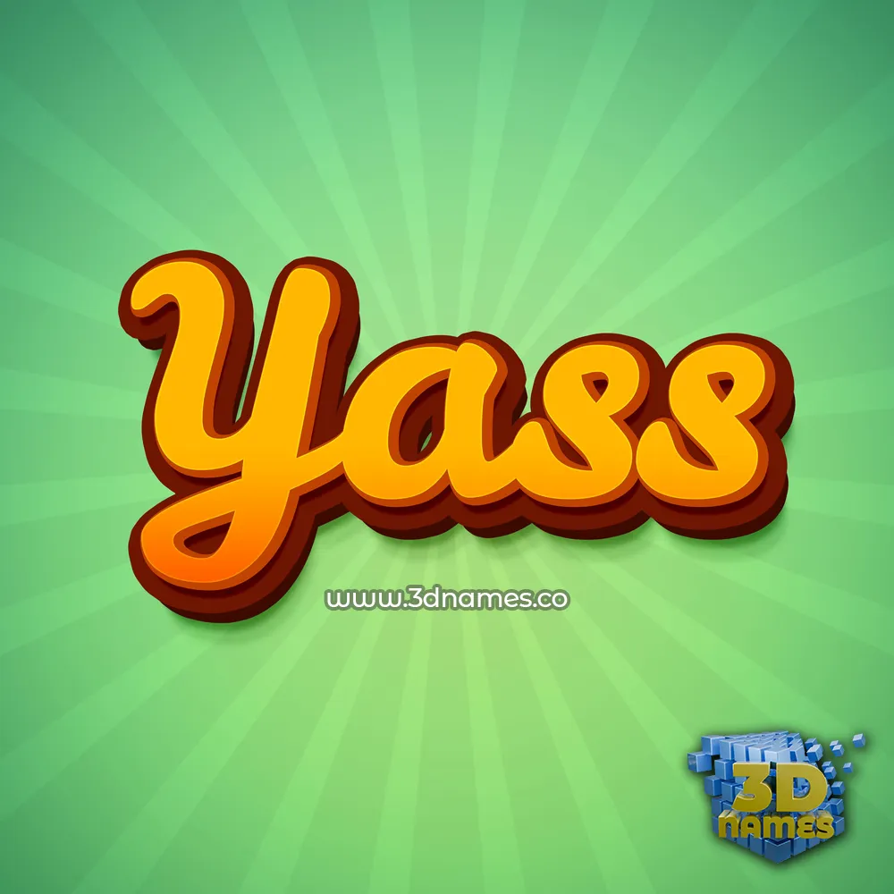yass in Green Rays style - 3D name wallpaper