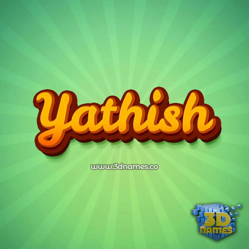 yathish in Green Rays style - 3D name wallpaper