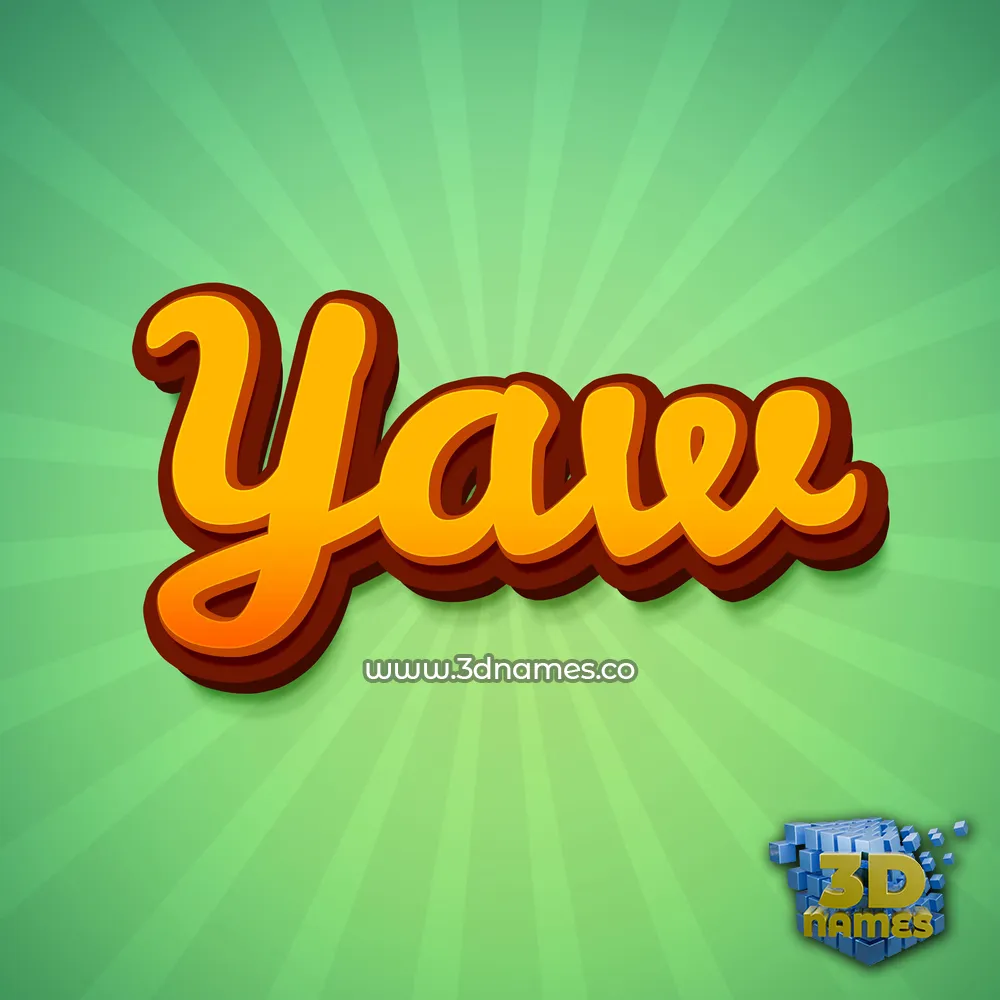 yaw in Green Rays style - 3D name wallpaper