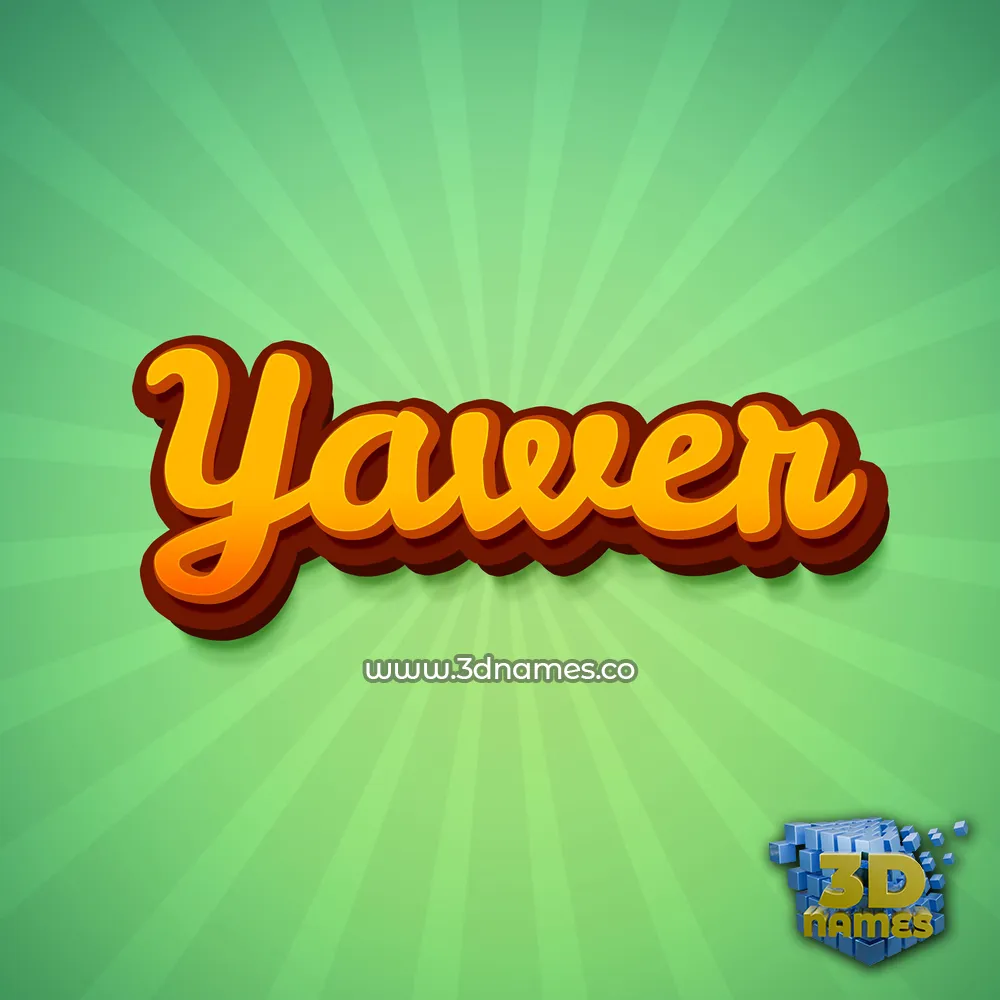 yawer in Green Rays style - 3D name wallpaper