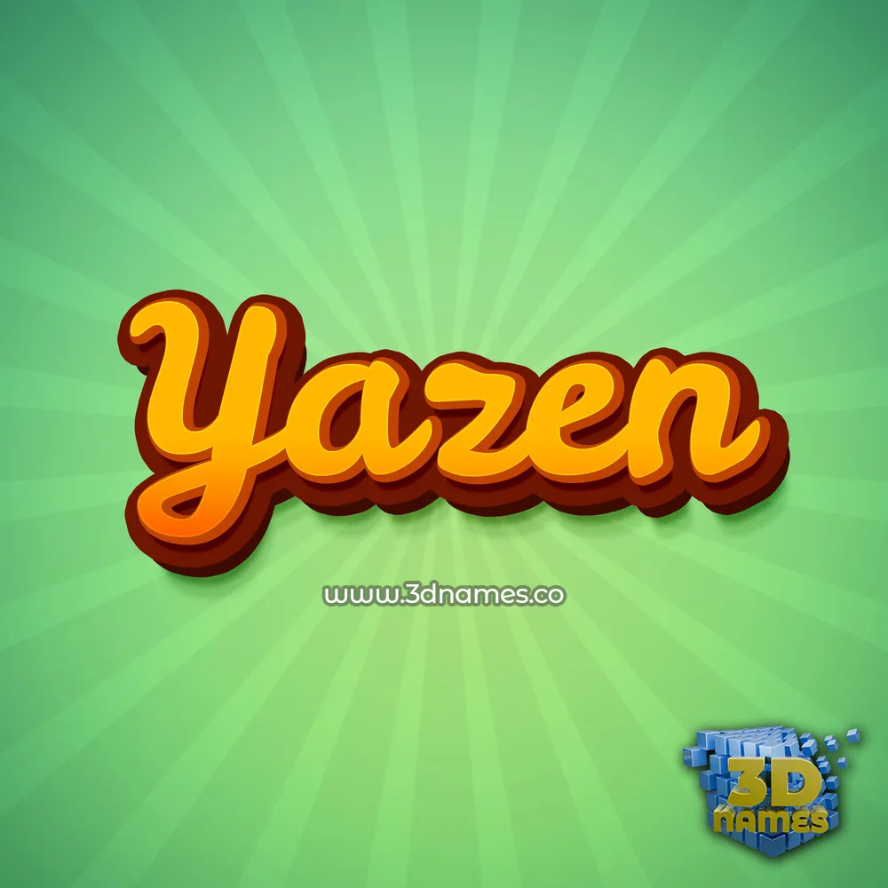 yazen in Green Rays style - 3D name wallpaper
