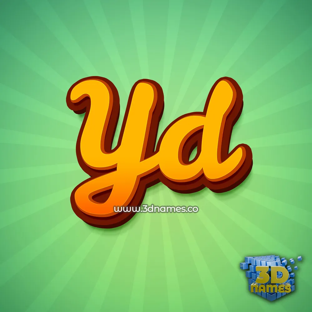 yd in Green Rays style - 3D name wallpaper