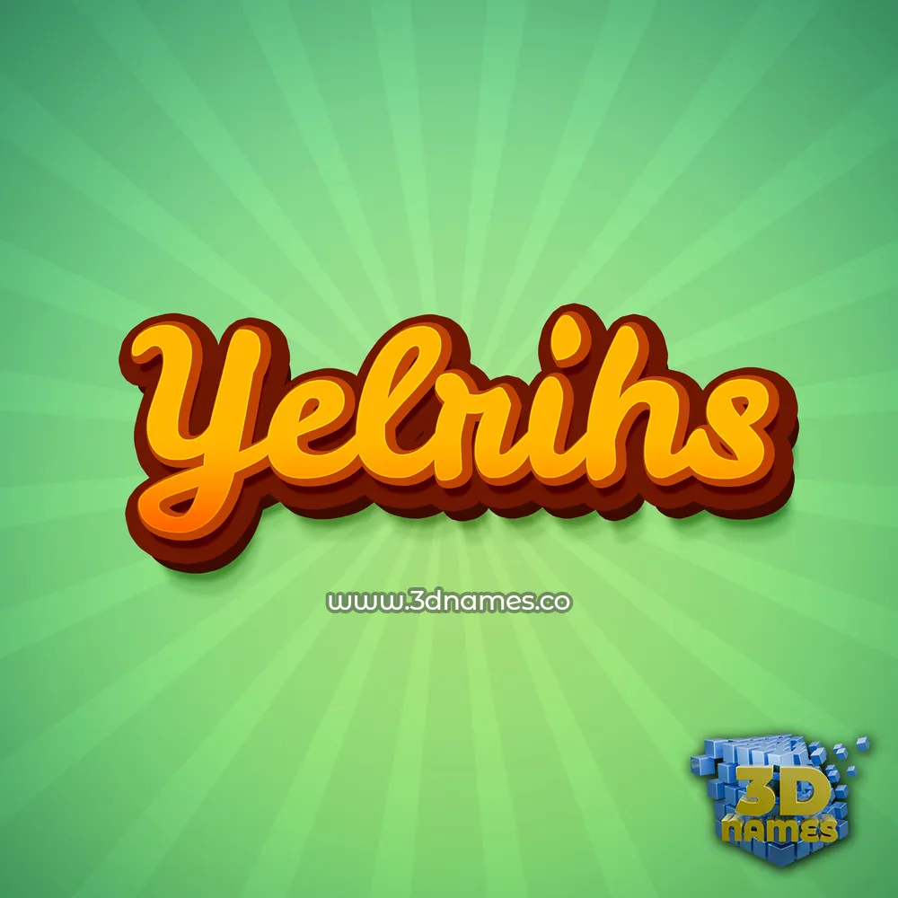 yelrihs in Green Rays style - 3D name wallpaper