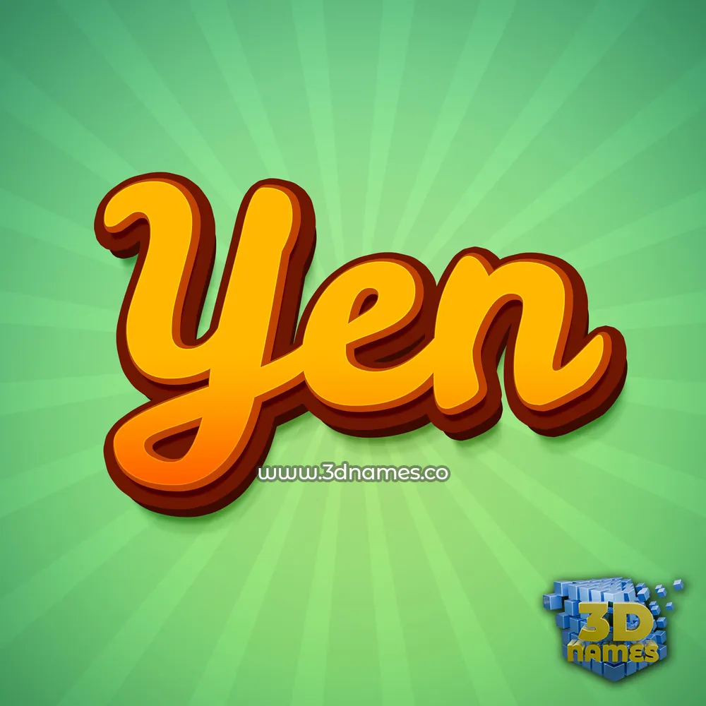 yen in Green Rays style - 3D name wallpaper