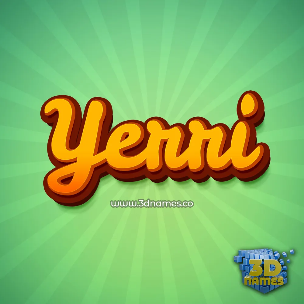 yerri in Green Rays style - 3D name wallpaper