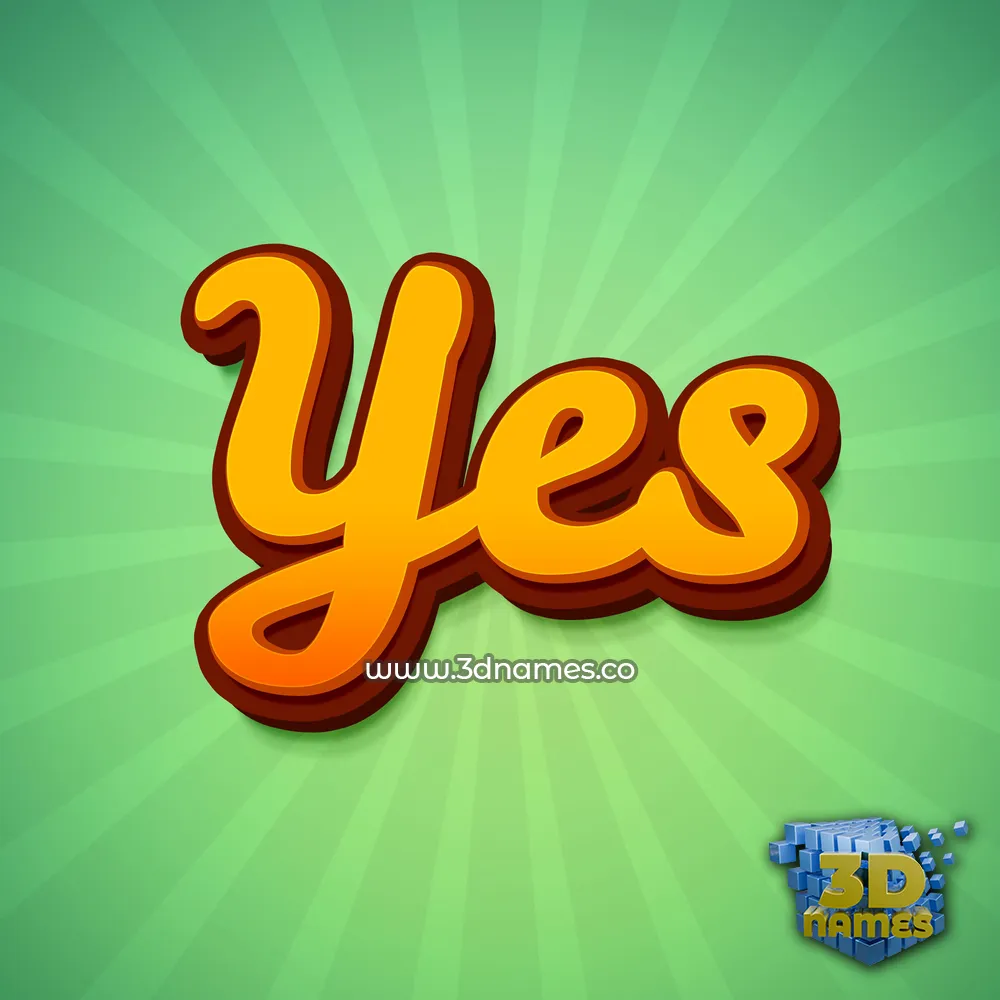 yes in Green Rays style - 3D name wallpaper