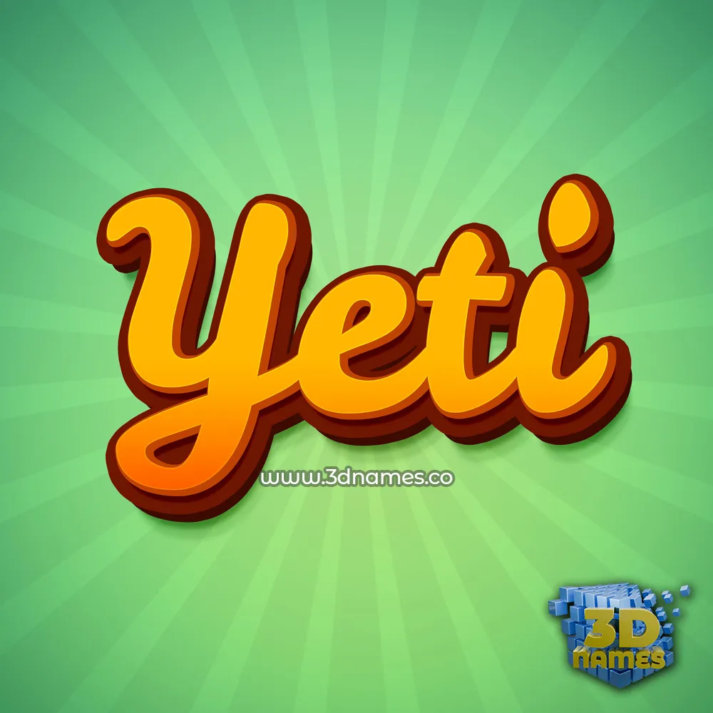 yeti in Green Rays style - 3D name wallpaper