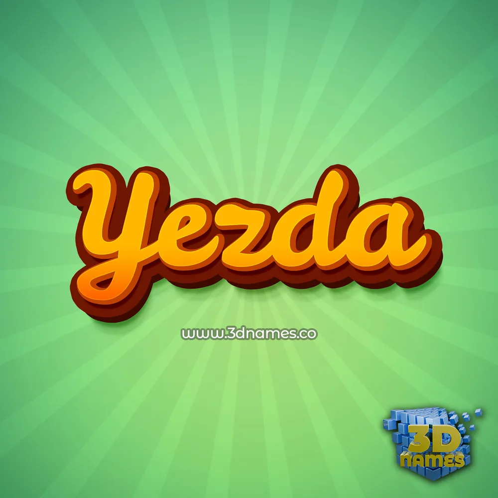 yezda in Green Rays style - 3D name wallpaper