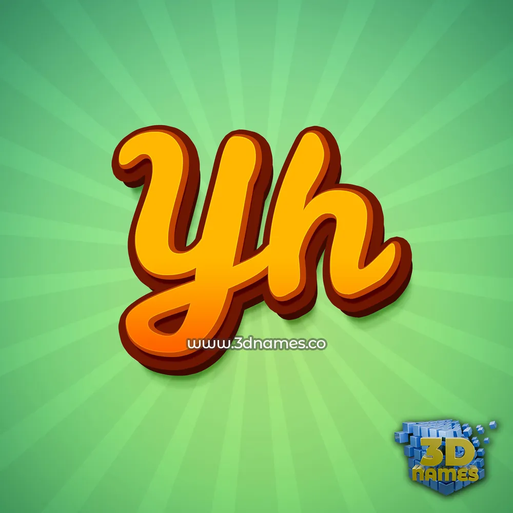 yh in Green Rays style - 3D name wallpaper