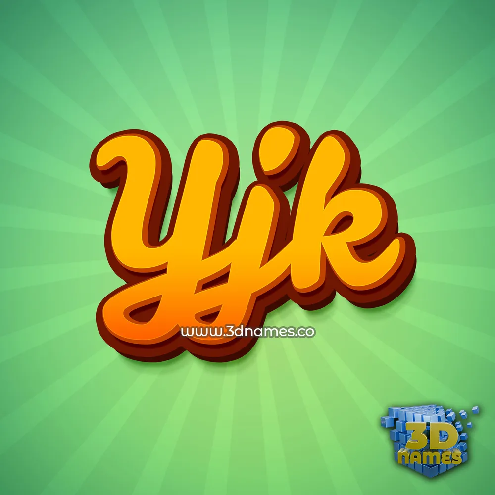 yjk in Green Rays style - 3D name wallpaper