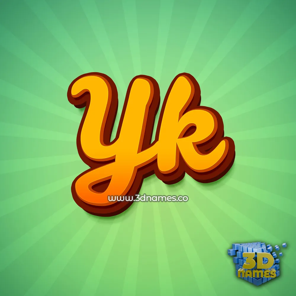 yk in Green Rays style - 3D name wallpaper
