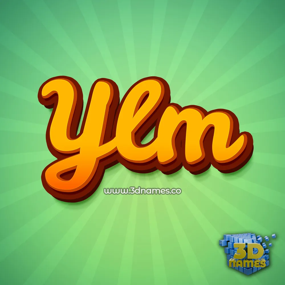 ylm in Green Rays style - 3D name wallpaper