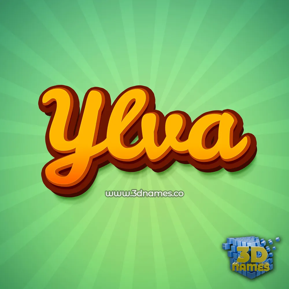 ylva in Green Rays style - 3D name wallpaper