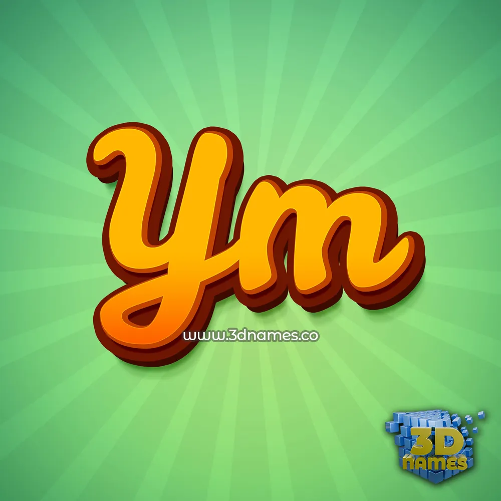 ym in Green Rays style - 3D name wallpaper