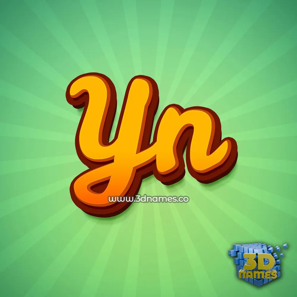 yn in Green Rays style - 3D name wallpaper