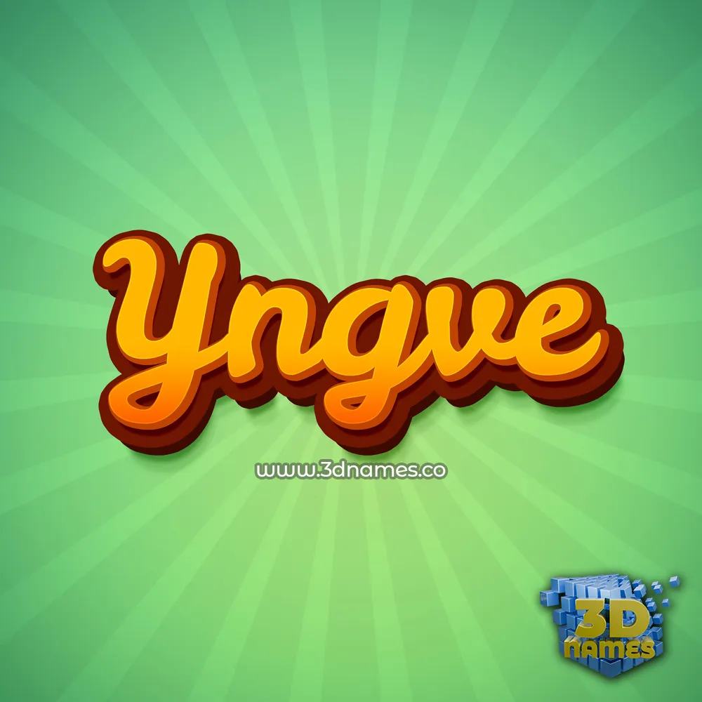 yngve in Green Rays style - 3D name wallpaper