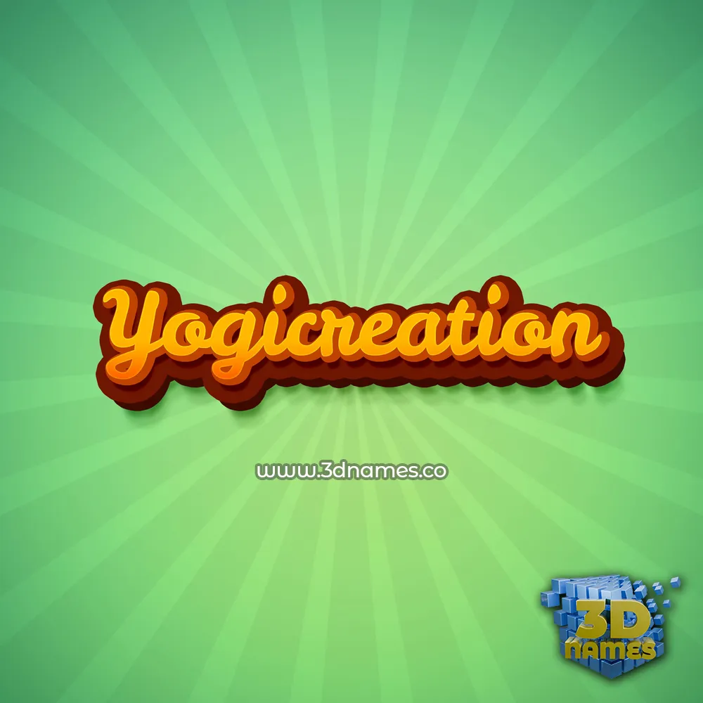 yogicreation in Green Rays style - 3D name wallpaper