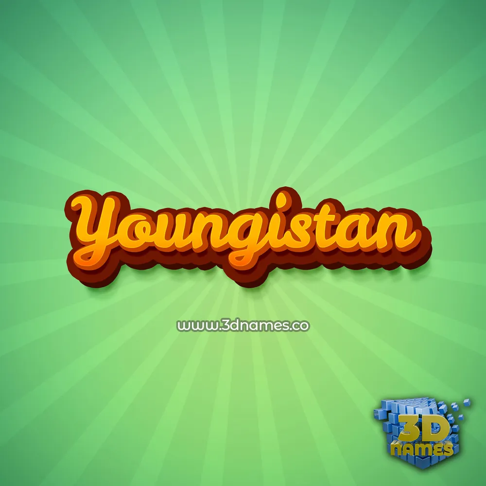 youngistan in Green Rays style - 3D name wallpaper