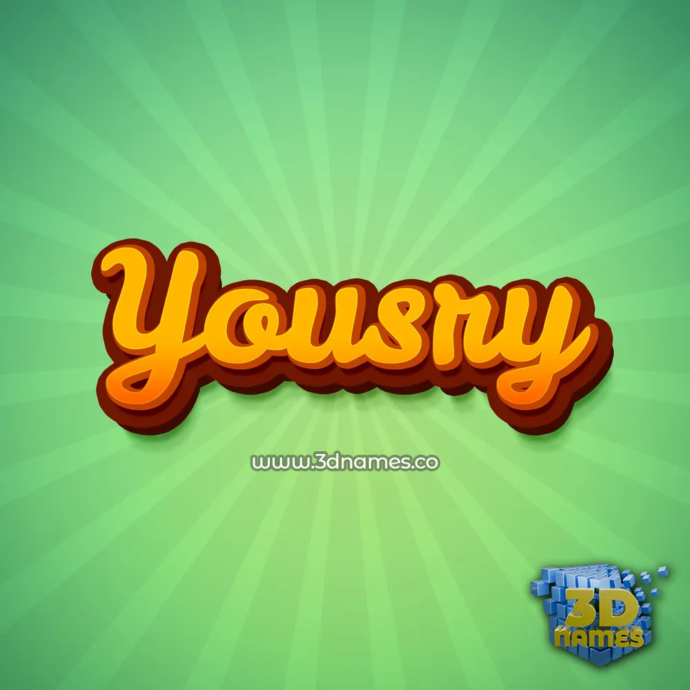 yousry in Green Rays style - 3D name wallpaper