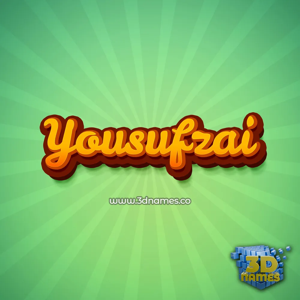 yousufzai in Green Rays style - 3D name wallpaper