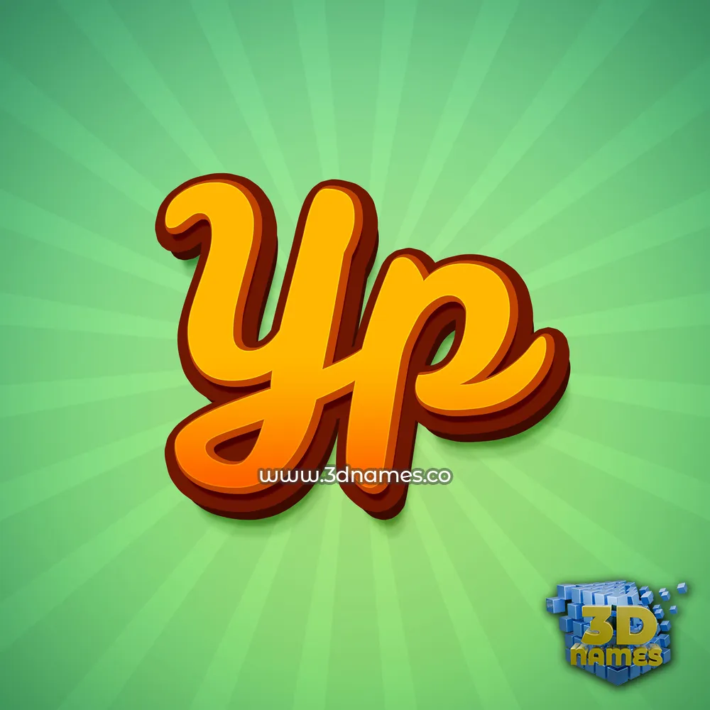 yp in Green Rays style - 3D name wallpaper