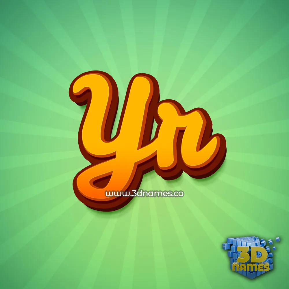 yr in Green Rays style - 3D name wallpaper