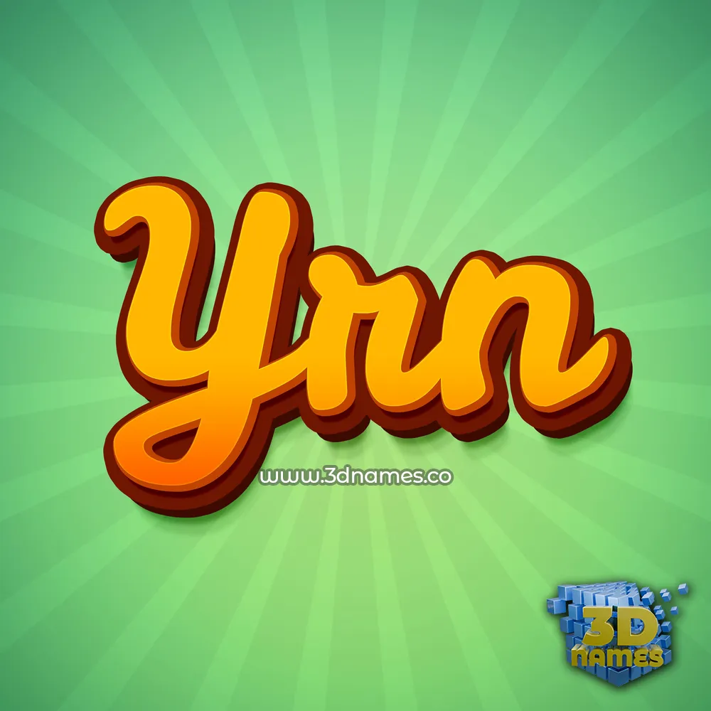 yrn in Green Rays style - 3D name wallpaper