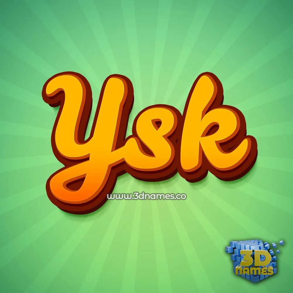 ysk in Green Rays style - 3D name wallpaper