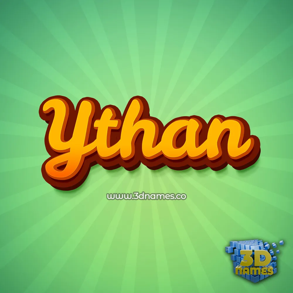 ythan in Green Rays style - 3D name wallpaper