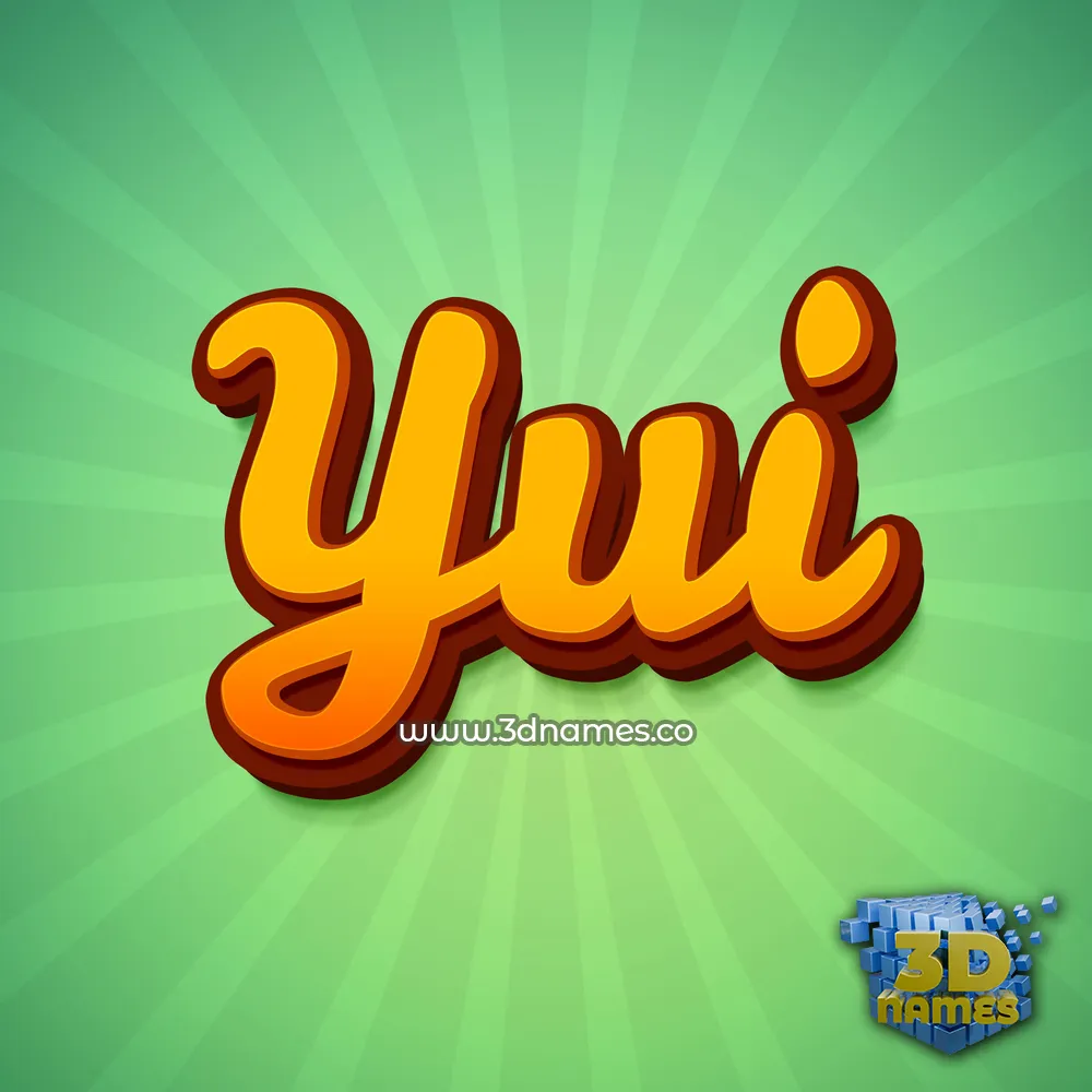 yui in Green Rays style - 3D name wallpaper