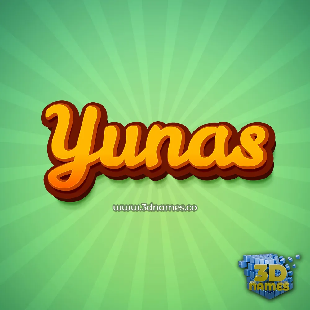 yunas in Green Rays style - 3D name wallpaper