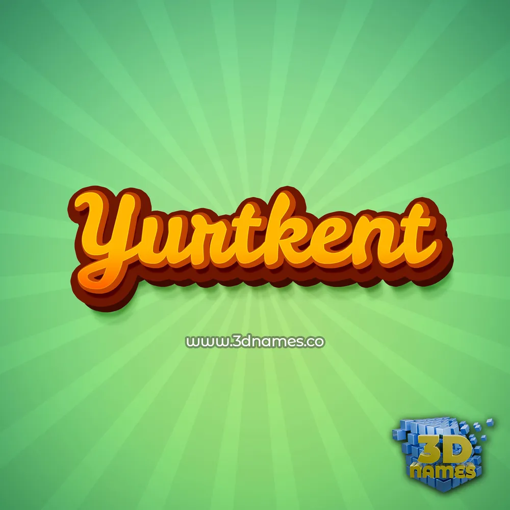 yurtkent in Green Rays style - 3D name wallpaper