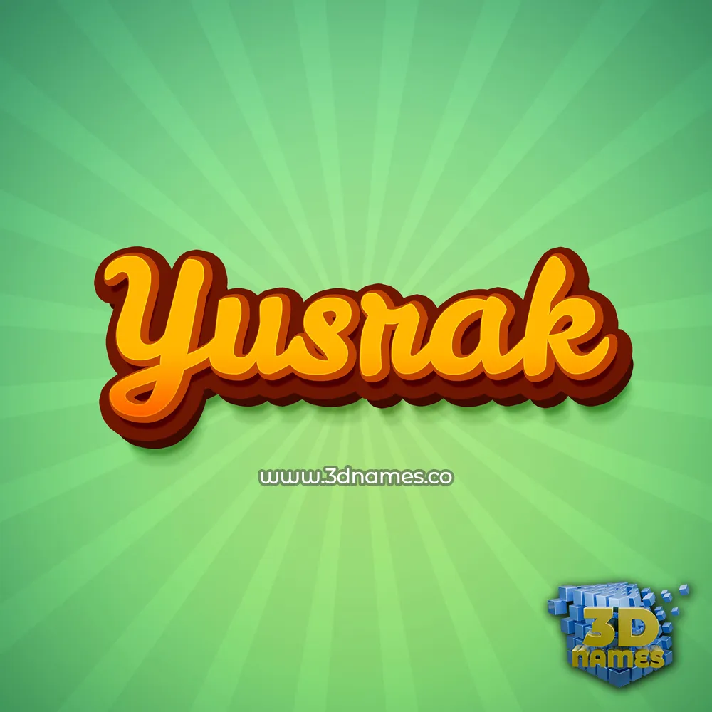 yusrak in Green Rays style - 3D name wallpaper