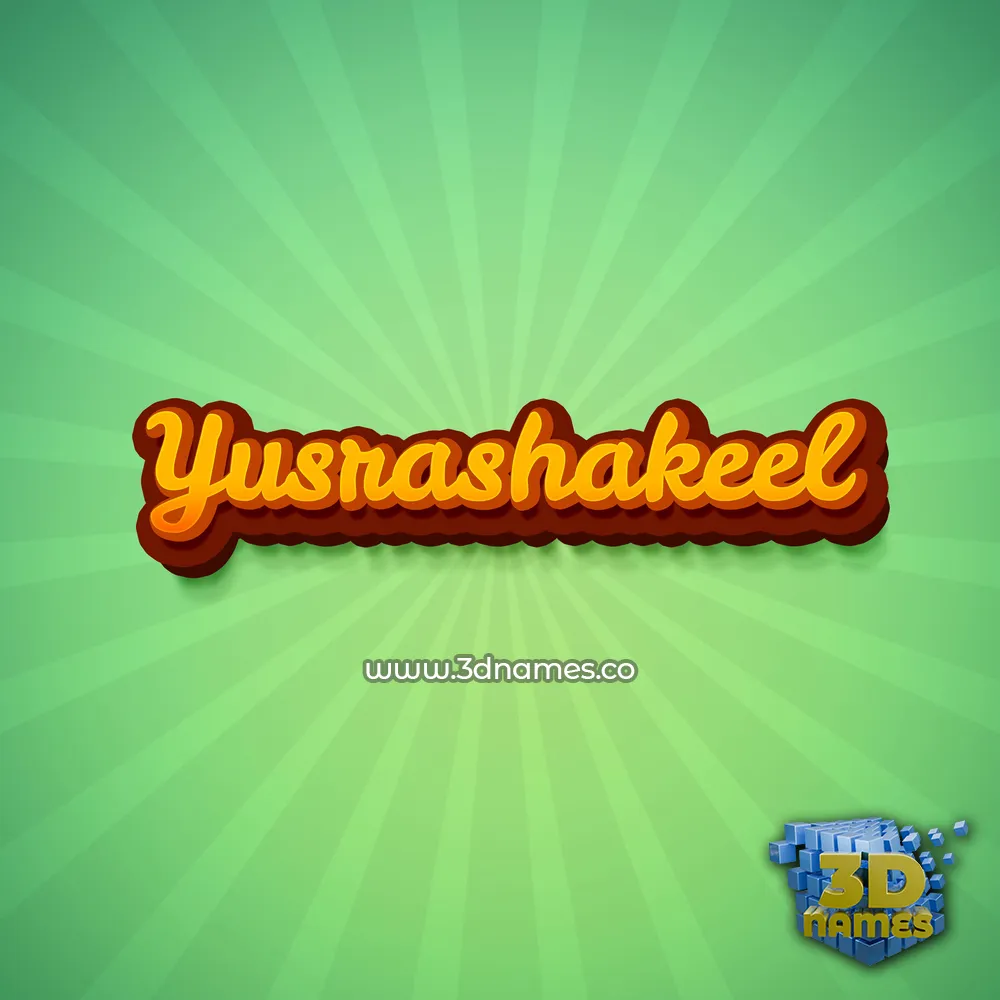 yusrashakeel in Green Rays style - 3D name wallpaper