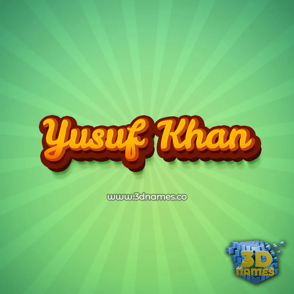 yusuf khan in Green Rays style - 3D name wallpaper