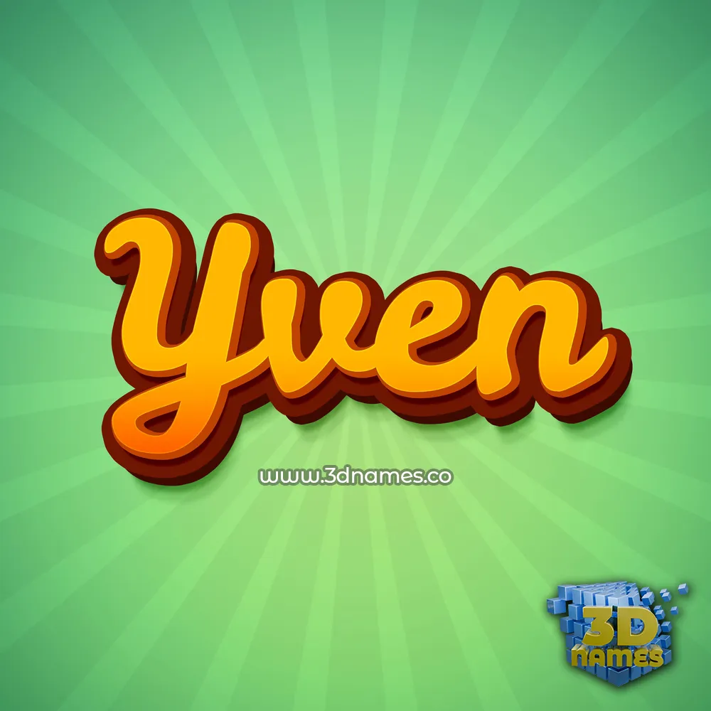 yven in Green Rays style - 3D name wallpaper