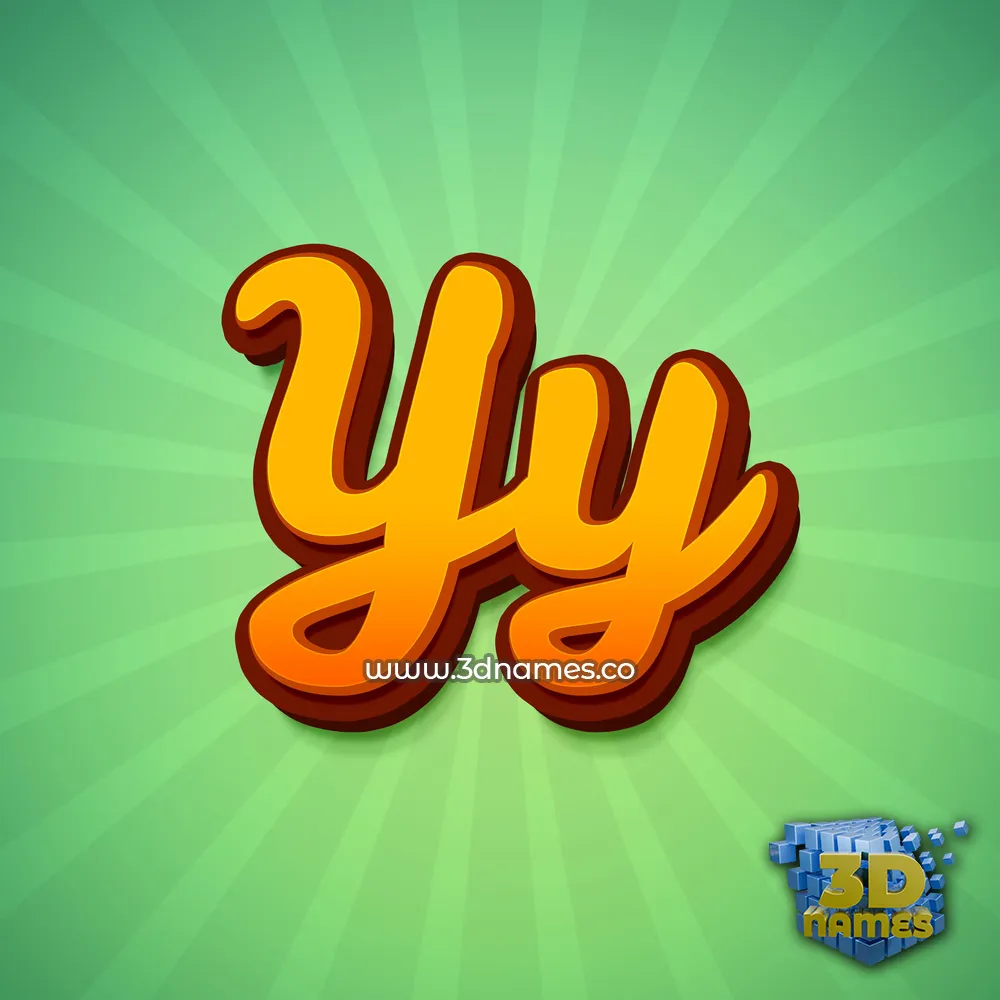 yy in Green Rays style - 3D name wallpaper
