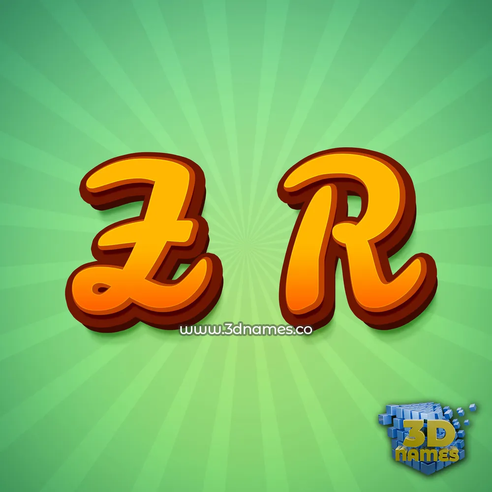 z r in Green Rays style - 3D name wallpaper