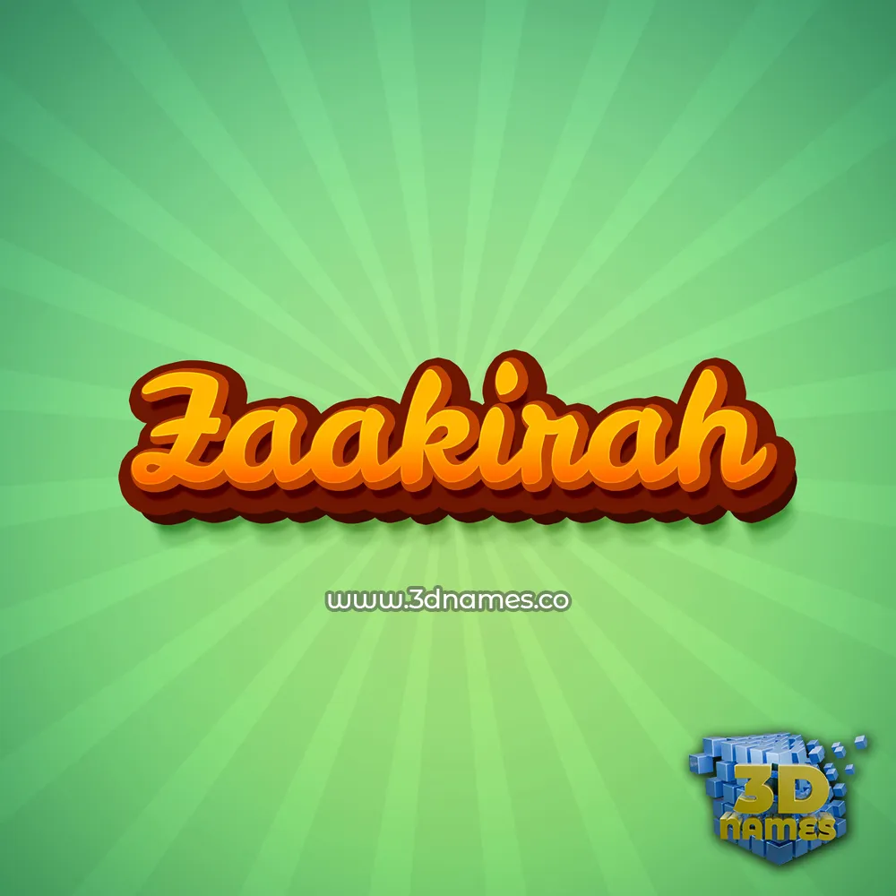 zaakirah in Green Rays style - 3D name wallpaper