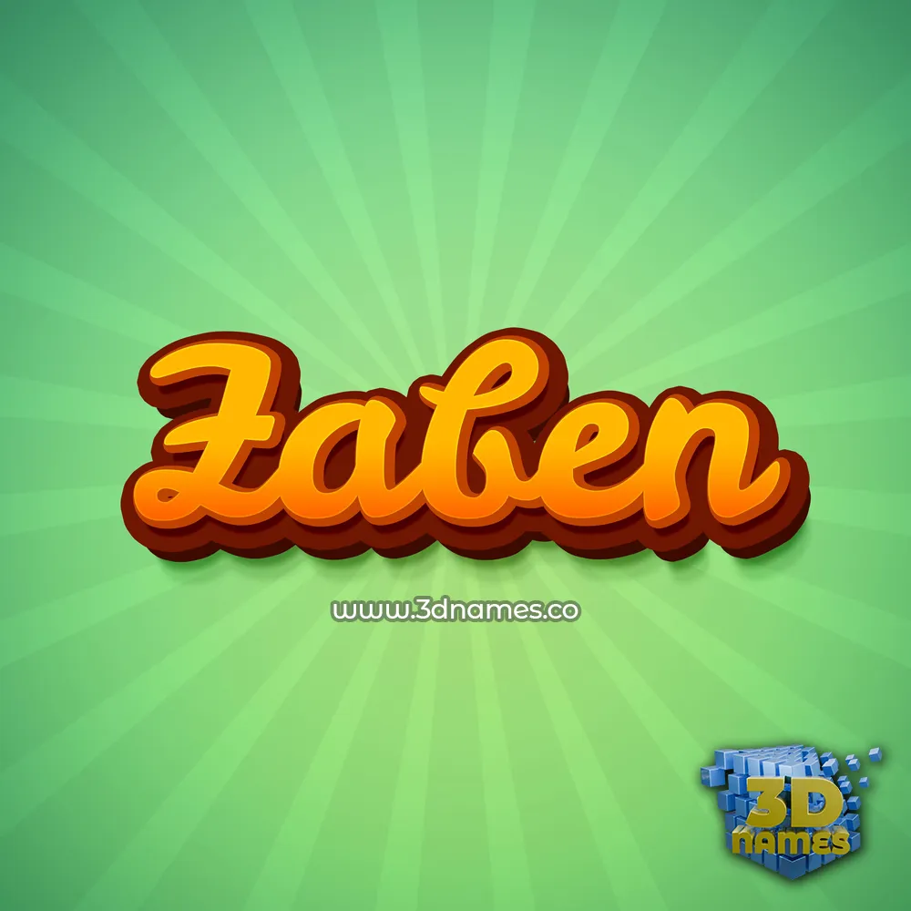 zaben in Green Rays style - 3D name wallpaper