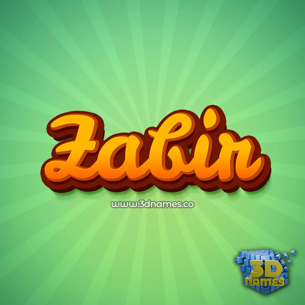 zabir in Green Rays style - 3D name wallpaper