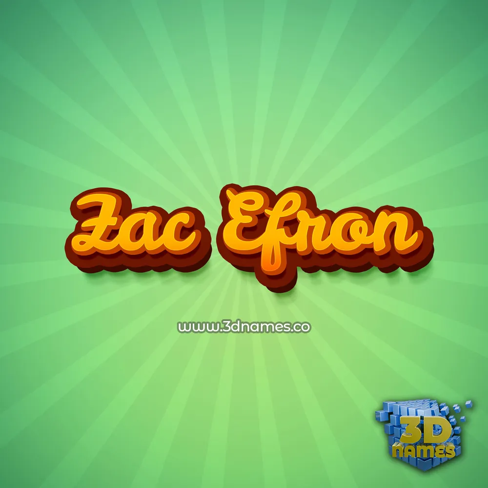 zac efron in Green Rays style - 3D name wallpaper