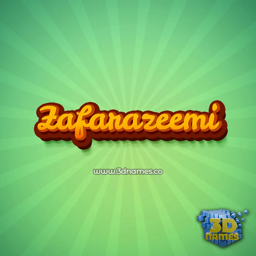 zafarazeemi in Green Rays style - 3D name wallpaper