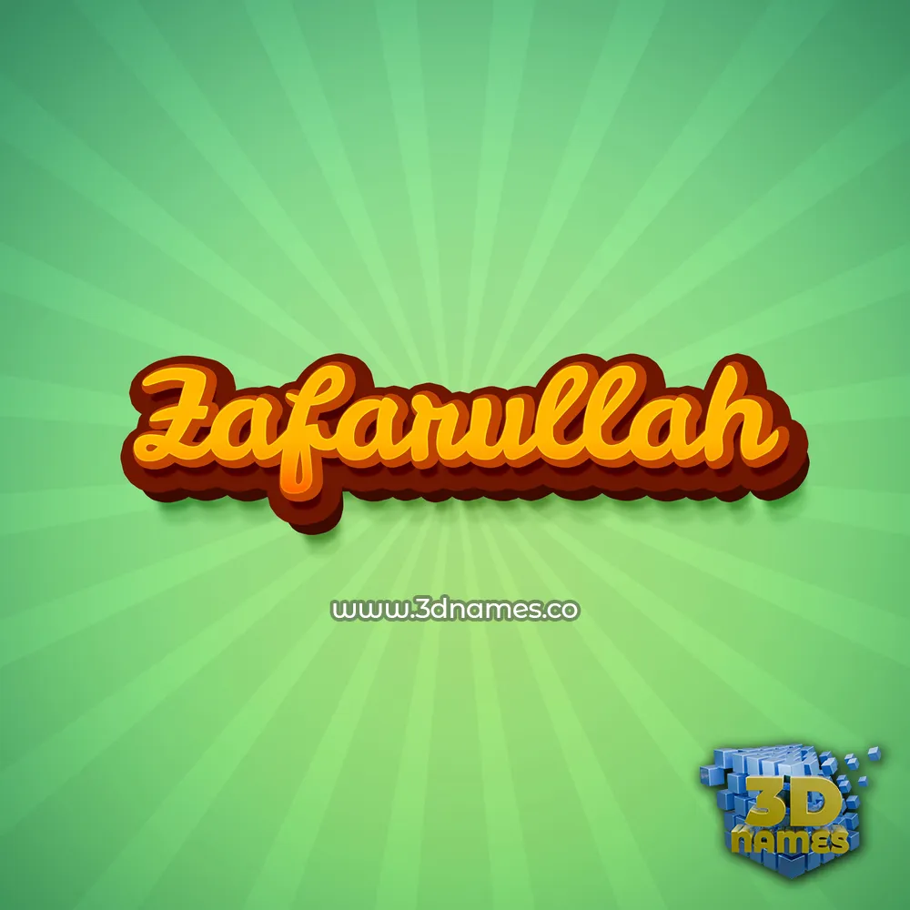 zafarullah in Green Rays style - 3D name wallpaper