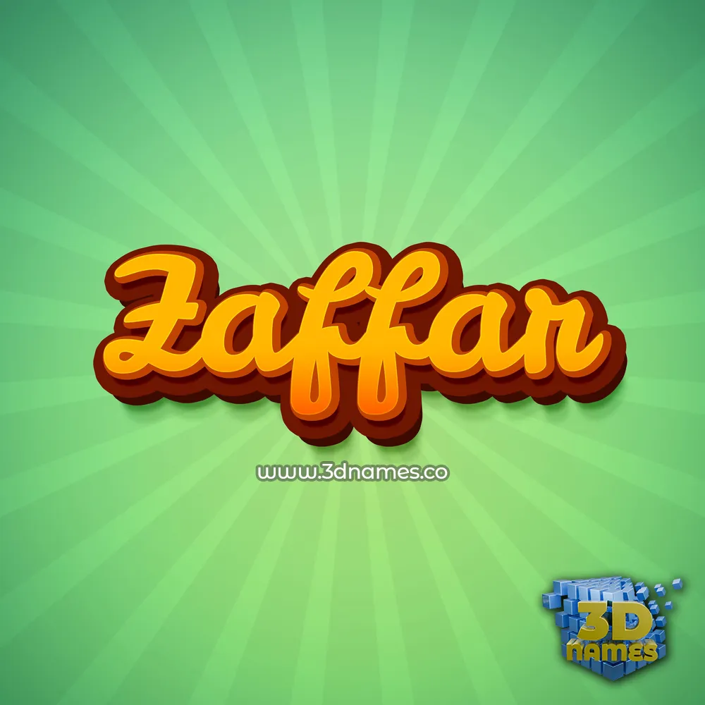 zaffar in Green Rays style - 3D name wallpaper