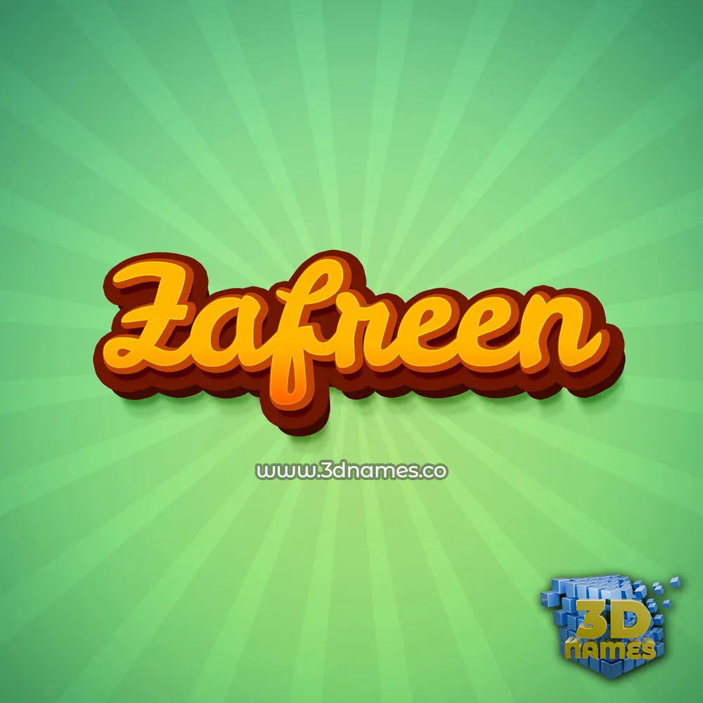 zafreen in Green Rays style - 3D name wallpaper