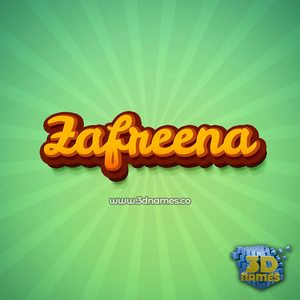 zafreena in Green Rays style - 3D name wallpaper