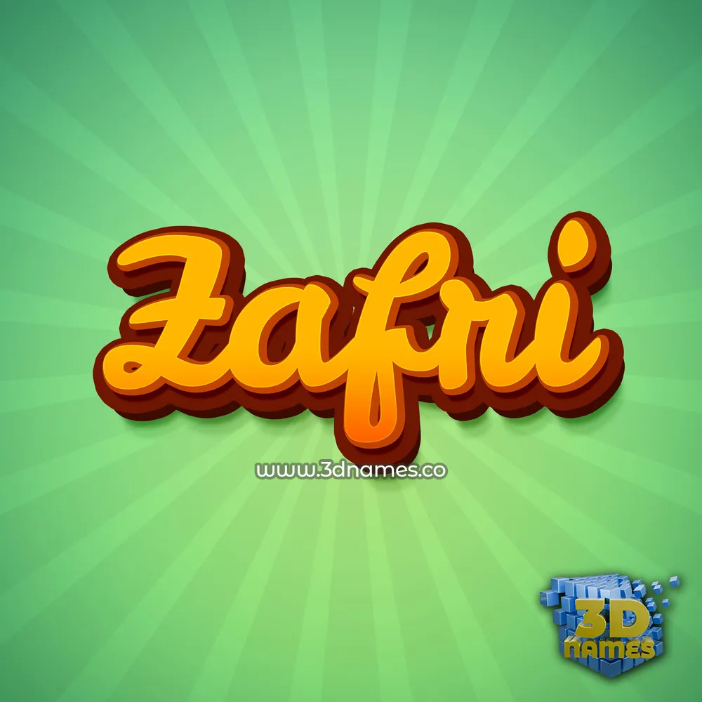 zafri in Green Rays style - 3D name wallpaper