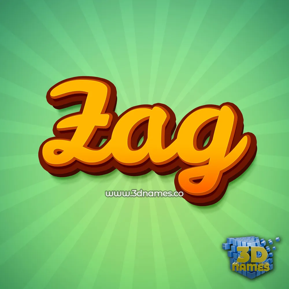zag in Green Rays style - 3D name wallpaper